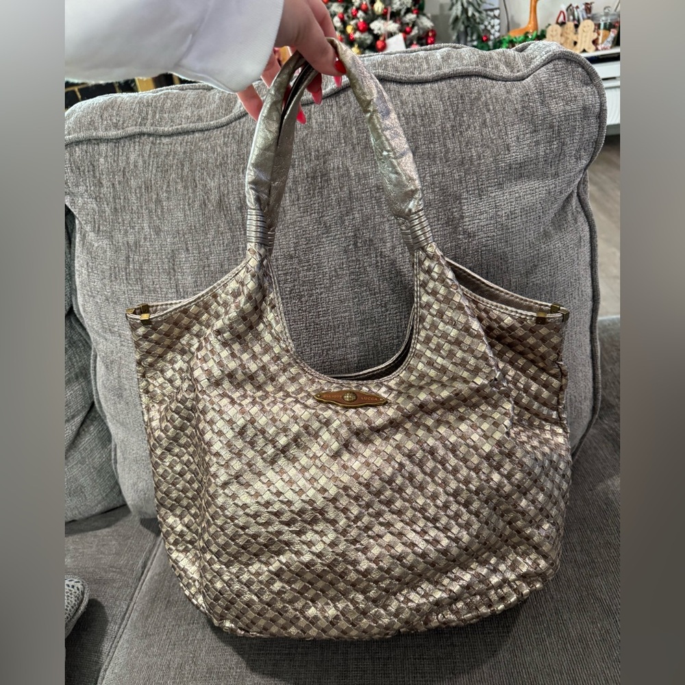 Elliott Lucca Metallic Woven Tote